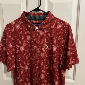 William Murray Golf Red Patterned Polo Shirt